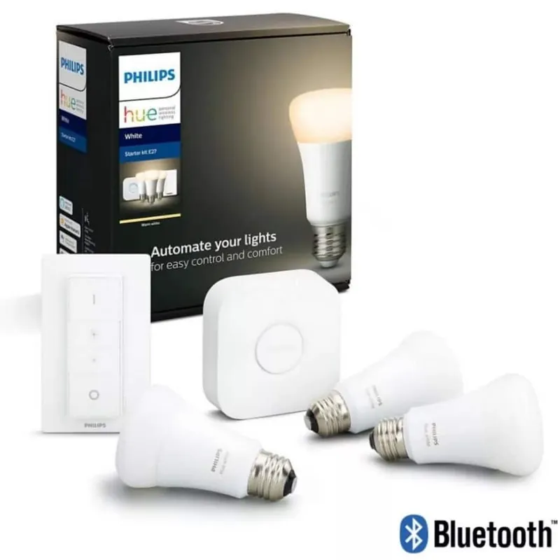 Expressz kézbesítés Philips Hue 3db 9W 2700K E27, Bluetooth,+ fali/kézi szabályzó + bridge készlet