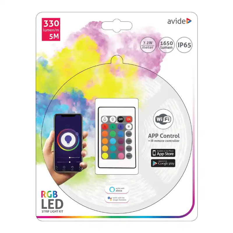 Exkluzív ajánlat RGB LED szalag szett 5m 12V 7.2W SMD5050 30LED IP65 WIFI + IR