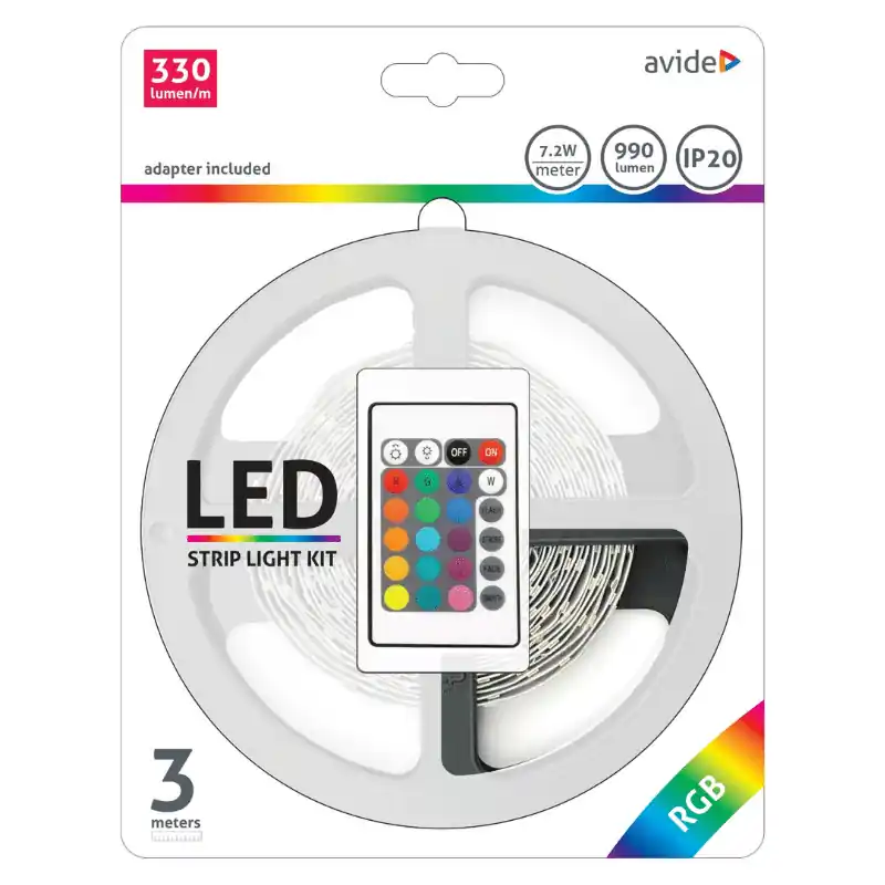 Árcsökkenés RGB LED szalag szett infravörös távirányítós vezérléssel, 3m 12V 7.2W SMD5050 30LED IP20
