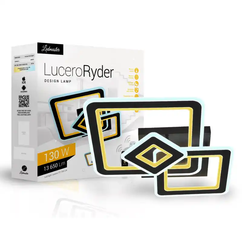 Korlátozott ajánlat Lucero Ryder mennyezeti LED lámpa 130 W-os, 50 cm átmérőjű távirányítós és mobil applikációval vezérelhető – Fekete