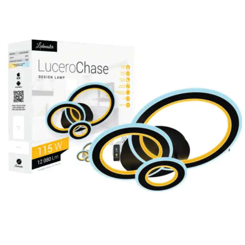 Lucero Chase mennyezeti LED lámpa 115 W-os, 50 cm átmérőjű távirányítós és mobil applikációval vezérelhető – Fekete Vedd meg online