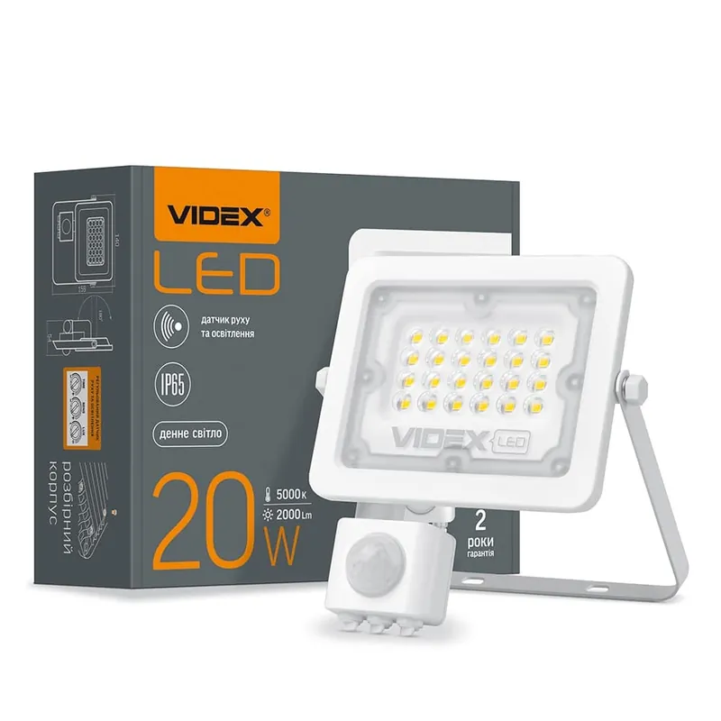 VIDEX mozgásérzékelős LED reflektor 20W, napfény fehér – F2e Kedvezmény