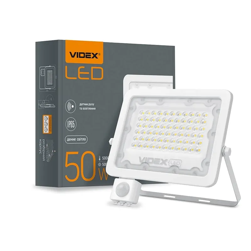Utolsó esély VIDEX mozgásérzékelős LED reflektor 50W, napfény fehér – F2e