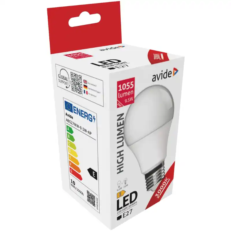 Avide LED Izzó 9.5W A60 E27 Meleg Fehér 75W-os izzó helyett Árengedmény