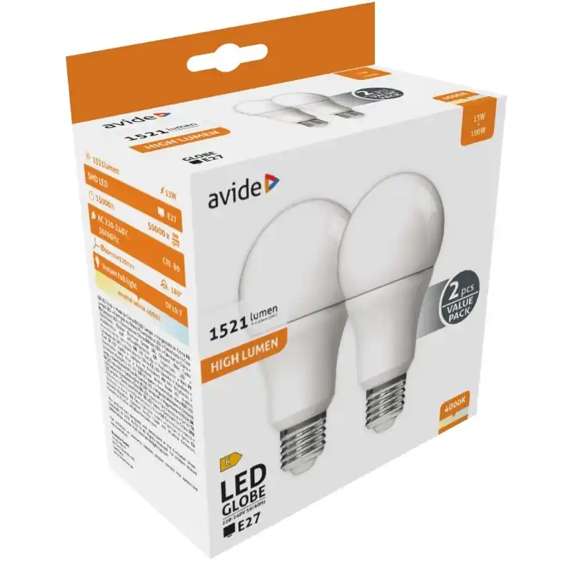 Szezonális akció Avide LED Izzó Készlet DUP PACK 13W A60 E27 Természetes fehér