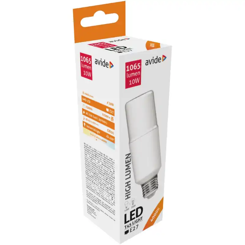 Avide Stick LED Izzó 10W T45 E27 Természetes Fehér Olcsóbb