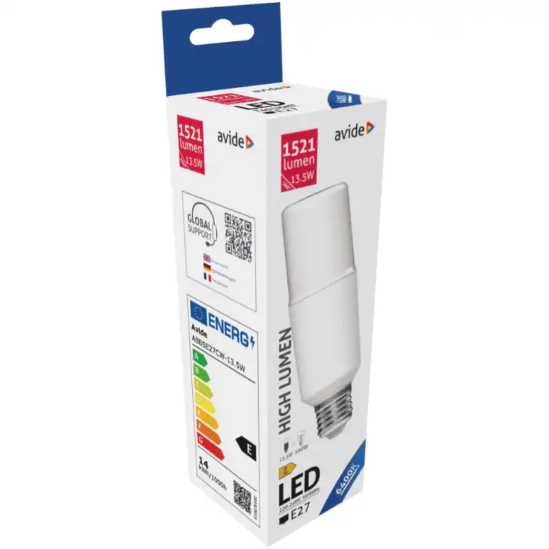 Avide Stick LED Izzó 13.5W T45 E27 Hideg Fehér Olcsóbb