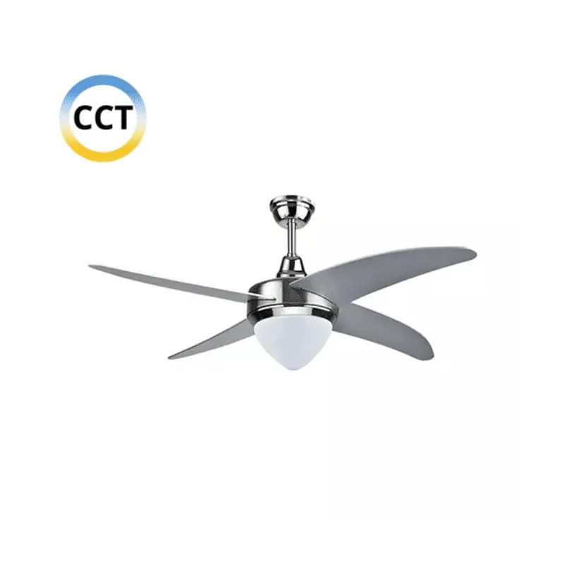 Különleges ajánlat Mennyezeti ventilátor és LED lámpa, acél (4 lapát, 15W LED CCT) távirányítóval