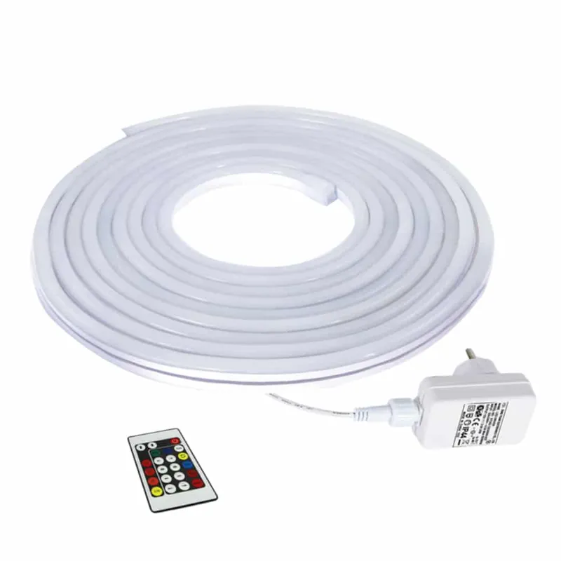 Vásárlói kedvenc RGB Neon LED szalag szett 5 méter 24W IP44 12V Távirányítóval