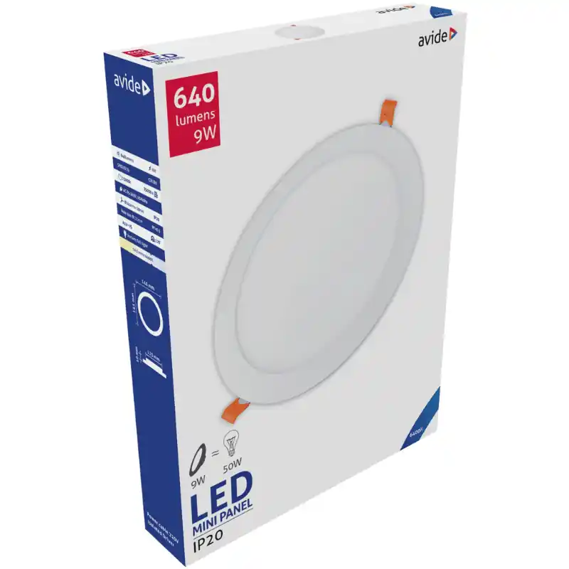Árcsökkenés Beépíthető Mennyezeti LED panel Kör 9W Hideg fehér 6400K – 3 év garanciával