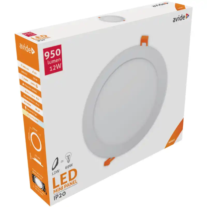 Beépíthető Mennyezeti LED panel Kör 12W Természetes fehér 4000K – 3 év garanciával Outlet