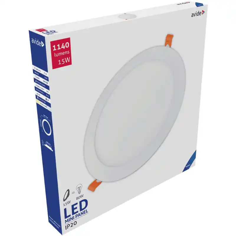 Prémium Beépíthető Mennyezeti LED panel Kör 15W Hideg fehér 6400K – 3 év garanciával