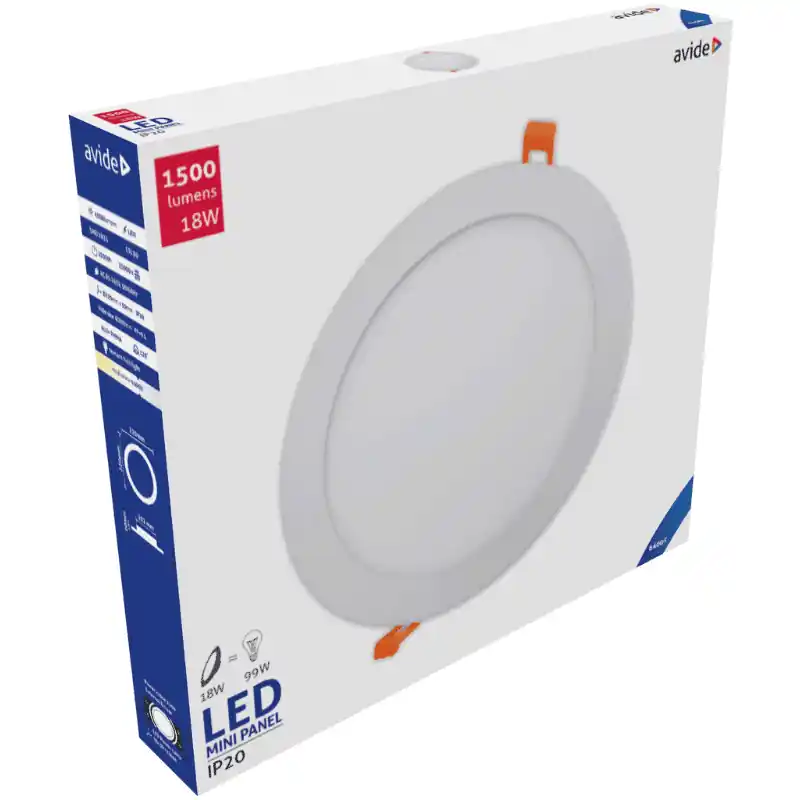Akció Beépíthető Mennyezeti LED panel Kör 18W Hideg fehér 6400K – 3 év garanciával