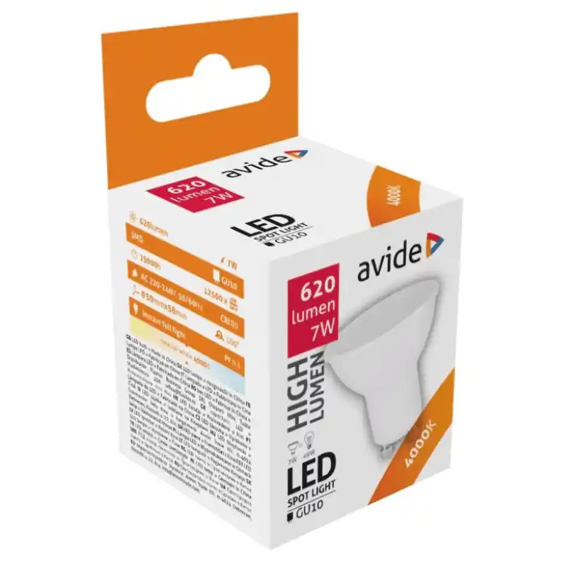 Csak ma Avide LED Spot GU10 7W 110° Természetes fehér – 49W-os izzó helyett