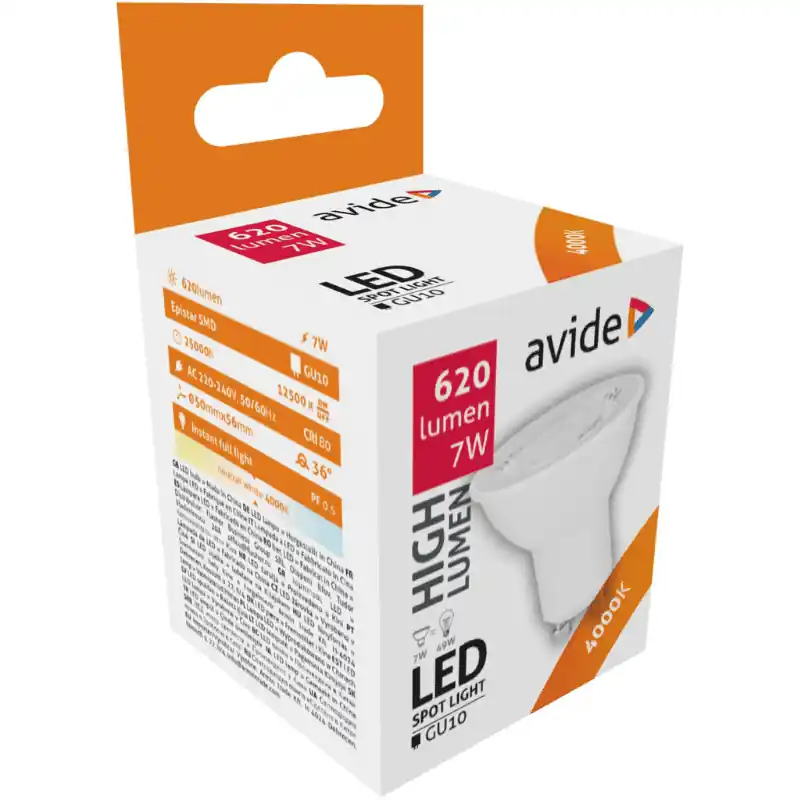 Avide GU10 LED Spot 7W 36° Természetes fehér – 49W-os izzó helyett Kedvezmény