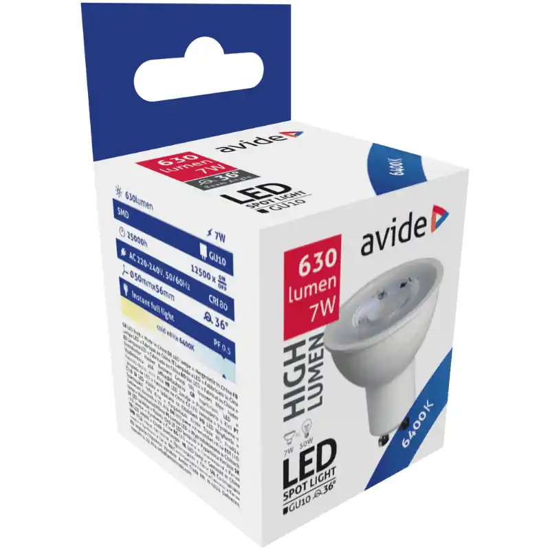 Legnépszerűbb Avide GU10 LED Spot 7W 36° Hideg fehér – 50W-os izzó helyett