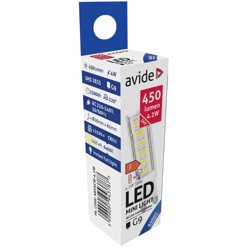 Avide Stick LED Izzó 4.2W E14 Hideg fehér „kukorica izzó” Biztonságos fizetés