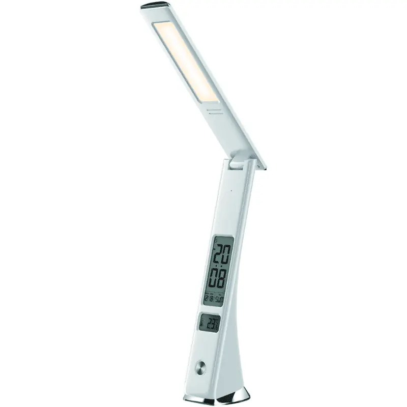 Avide LED Asztali Lámpa 5W, óra, naptár és hőmérséklet kijelzéssel-Fehér Azonnal elérhető