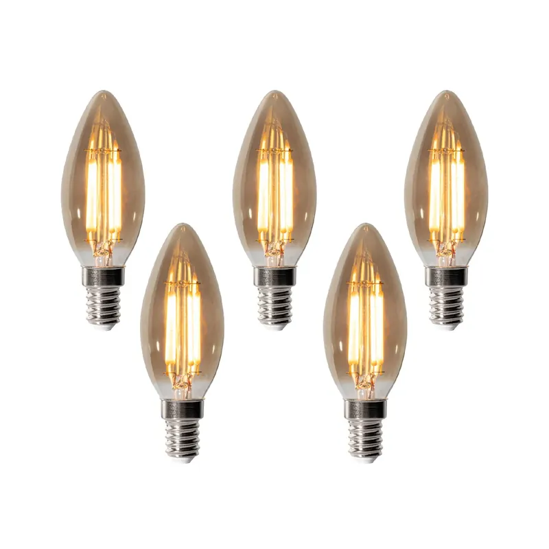 Korlátozott ajánlat 5 darabos E14 dimmelhető LED izzókészlet B35 füstszínű 4W 300 lm 2200K