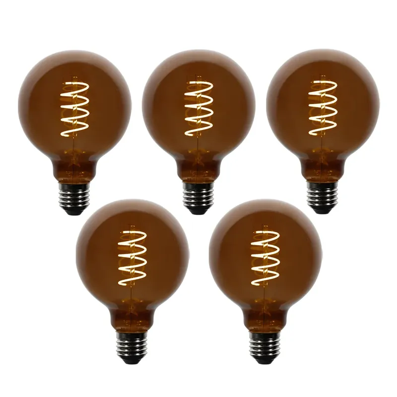 Olcsóbb 5 darabos E27 dimmelhető LED izzókészlet G95 barna 4W 120 lm 1800K