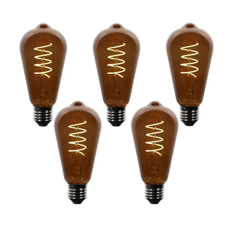 Kiárusítás 5 darabos E27 dimmelhető LED izzókészlet ST64 barna 4W 100 lm 1800K