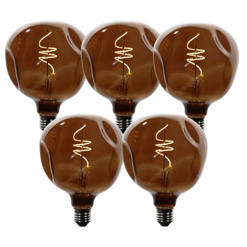 Újdonság 5 darabos E27 dimmelhető LED izzókészlet T125 barna 4W 120 lm 1800K