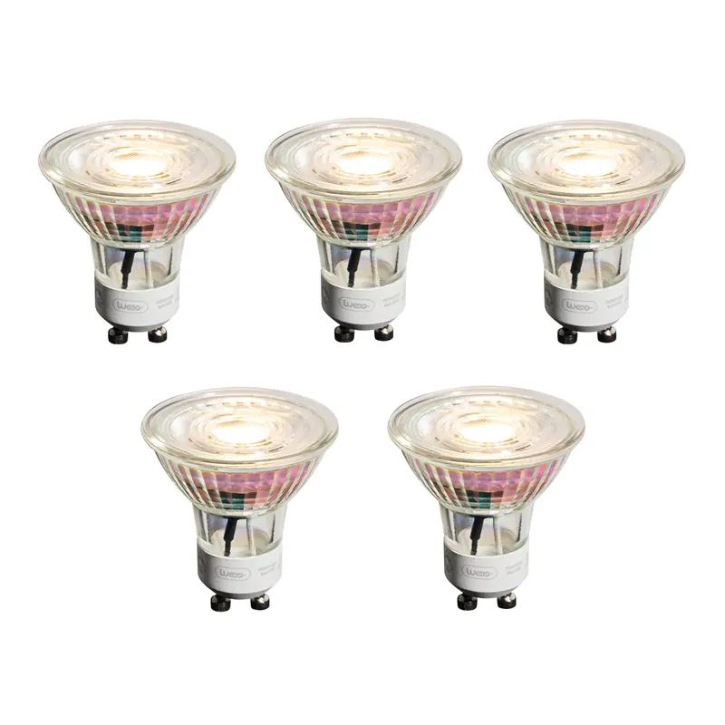 5 darabos GU10 50 mm-es dimmelhető LED izzókészlet, átlátszó, 4,9 W, 450 lm, 2700 K Akciós ár