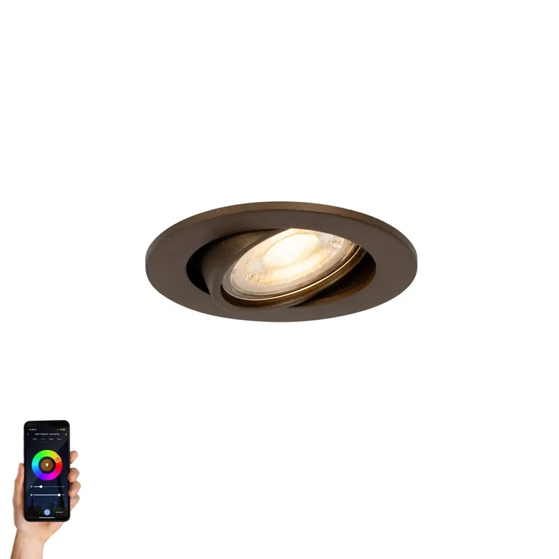 Kiárusítás Okos süllyesztett spotlámpa sötét bronz dönthető, Wifi GU10 50mm-es - Cisco