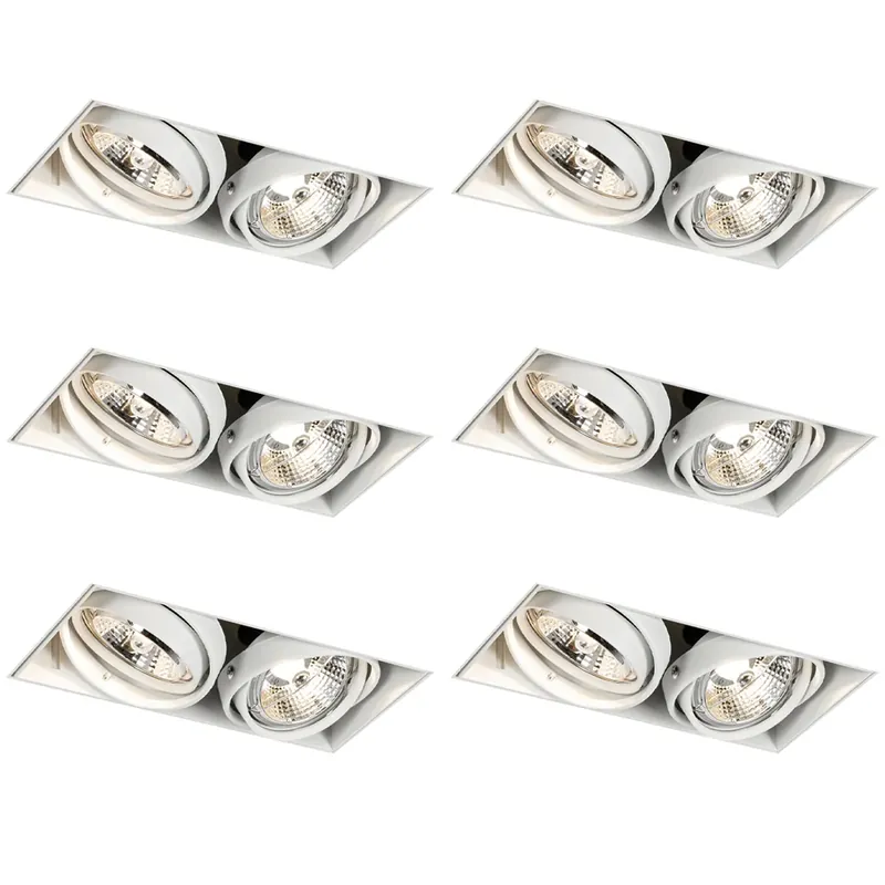 6 darabos süllyesztett spotlámpa szett fehér GU10 70mm 2-fényű keret nélküli - Oneon Prémium