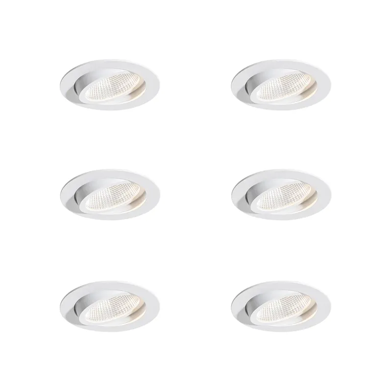 Nézd meg most 6 darabos fehér süllyesztett spotlámpa készlet 9,5 cm LED-del 1300 lm szabályozható IP65 - Gaius
