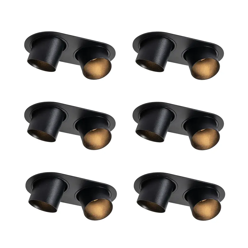 6 darabos fekete süllyesztett spotlámpa készlet GU10 50mm 2-fényes - Installa Legkelendőbb