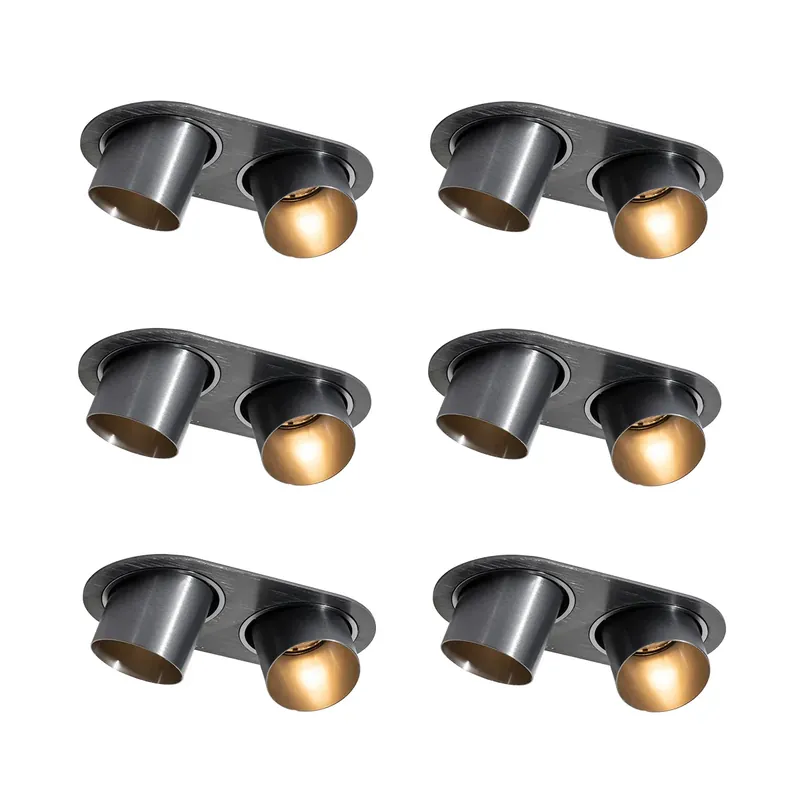 Vedd meg online 6 darabos süllyesztett spotlámpa készlet gunmetal GU10 50mm 2-Lights - Installa