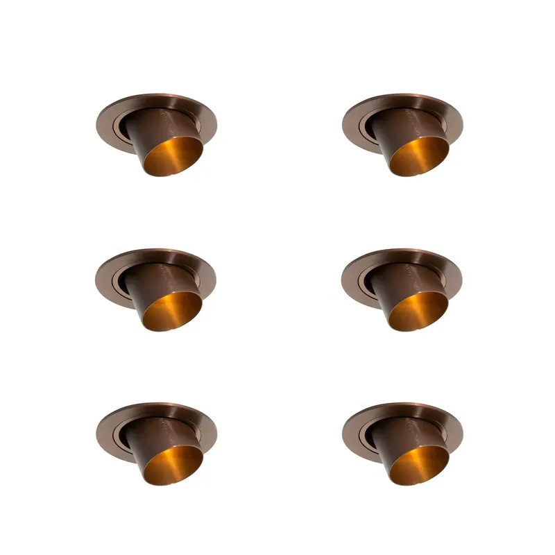 6 darabos süllyesztett spotlámpa szett sötét bronz GU10 35mm kerek dönthető - Installa Biztonságos vásárlás