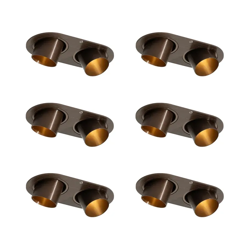 Kedvezményes ár 6 darabos süllyesztett spotlámpa szett sötét bronz GU10 35mm dönthető 2-lámpás - Installa