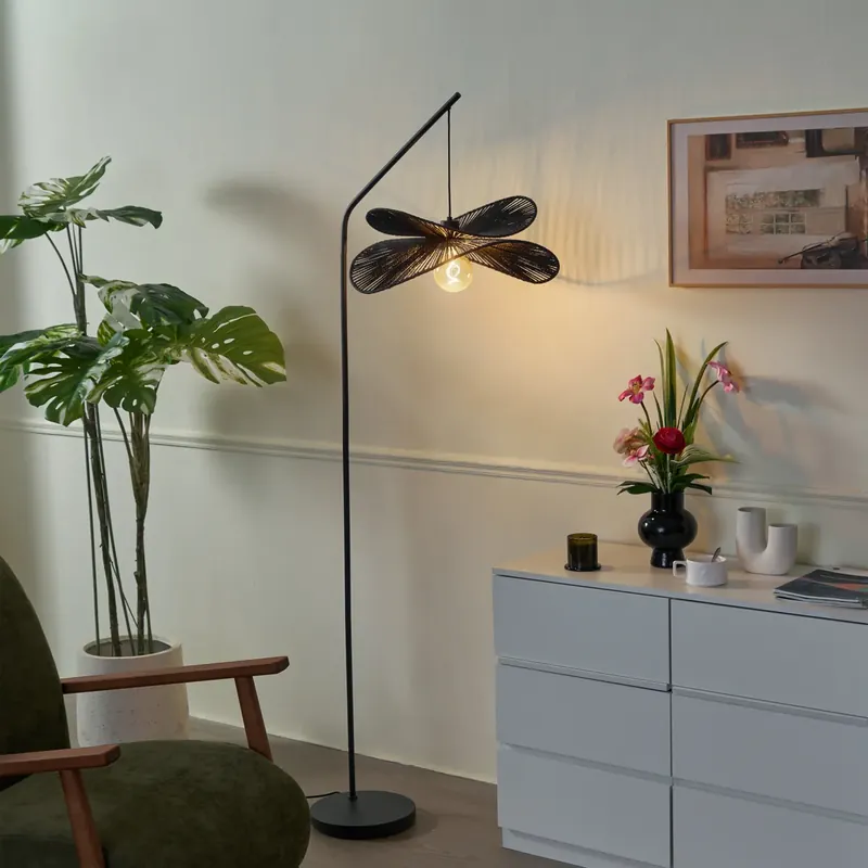Art Deco állólámpa fekete, fekete lámpabúrával - Nest Vedd meg online