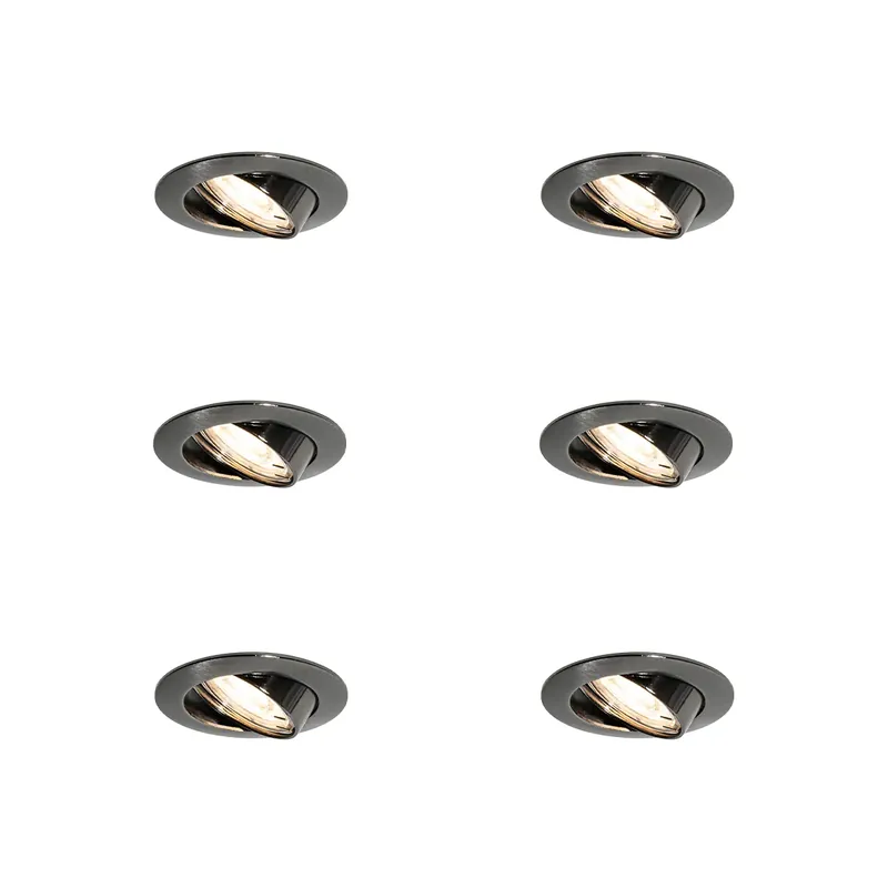 6 darabos modern fegyverszürke GU10 50mm kerek dönthető beépíthető spotlámpa szett - Edu Nézd meg most