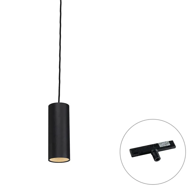Azonnali szállítás Dizájner függőlámpa fekete 1-fázisú sínadapterrel - Slimline Tubo