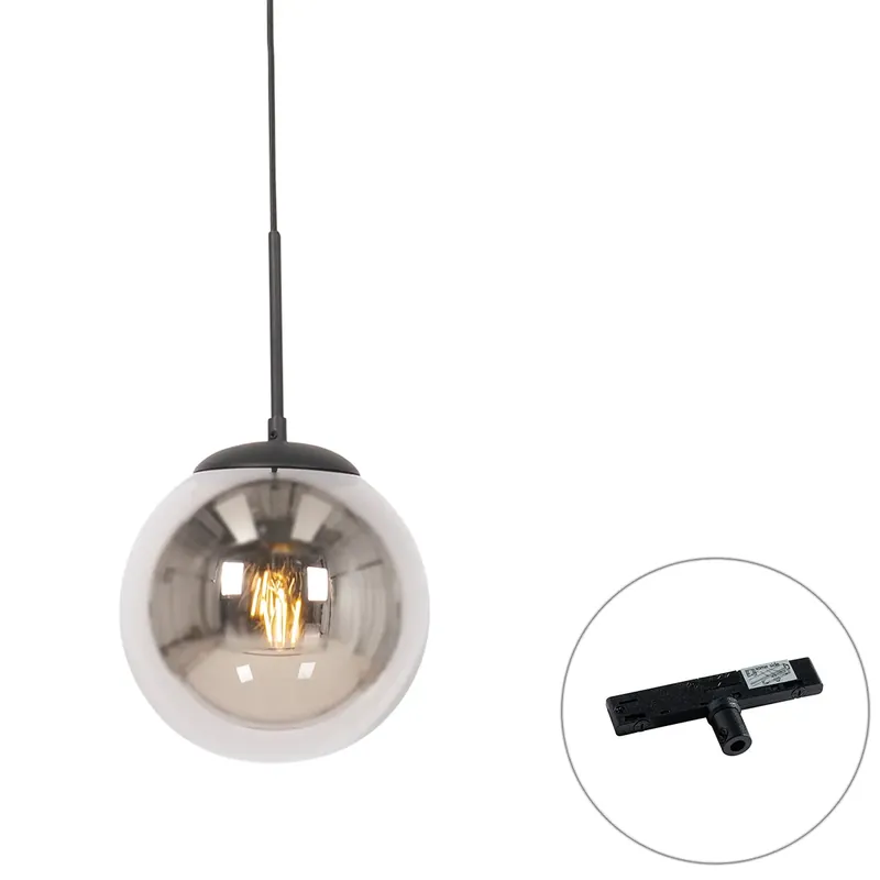 Art Deco függőlámpa fekete füstüveggel 1 fázisú sínadapterrel - Slimline Flore Olcsó