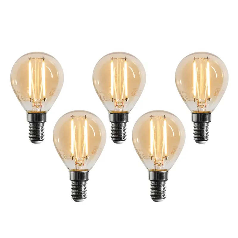 5 darabos E14 dimmelhető LED izzó készlet G45 arany 4W 330 lm 2100K Kiárusítás