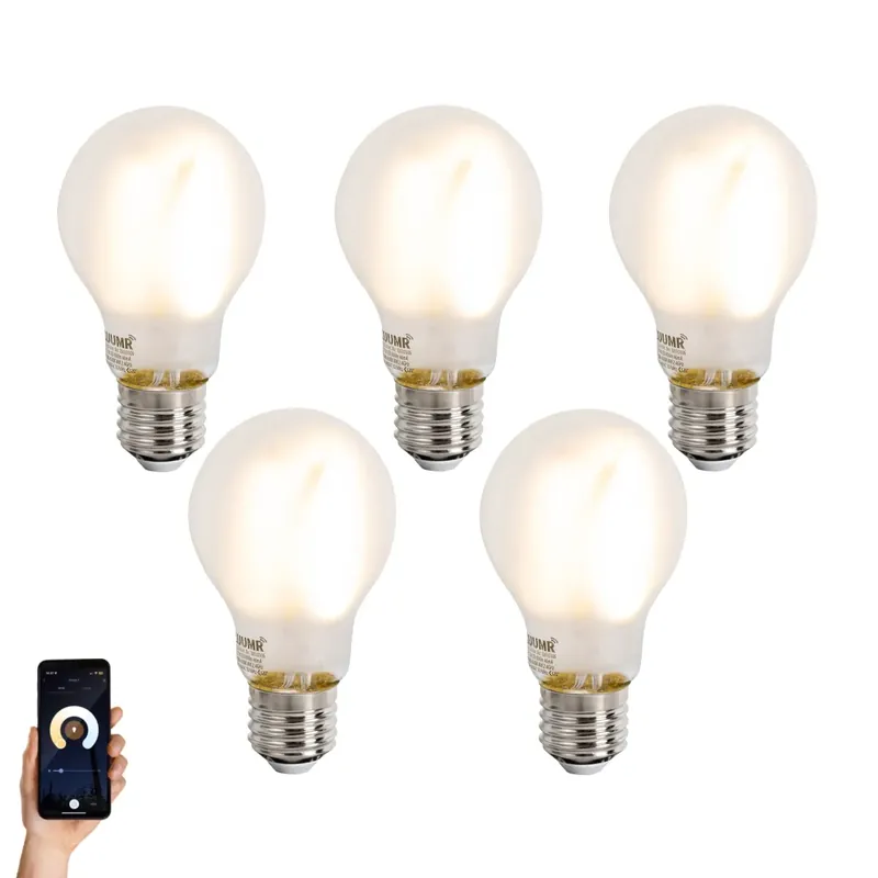 Nézd meg most 5 db Okos E27 Dimmelhető LED Izzó A60 Matt 7W 806lm 2700-6500K