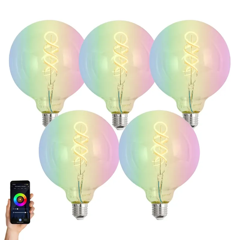 5 db Okos E27 Dimmelhető LED Izzó G125 RGBW 4W 250lm 2700K Szezonális akció
