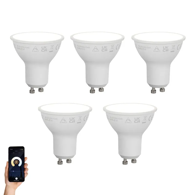 5 darabos Smart GU10 50mm-es dimmelhető LED izzókészlet, opál, 7W, 630 lm, 4000K Vedd meg most