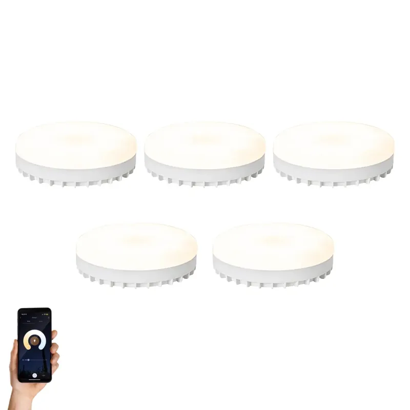 Prémium 5 darabos Smart GX53 dimmelhető LED izzókészlet, opál, 9W, 806 lm, 2700-6500K
