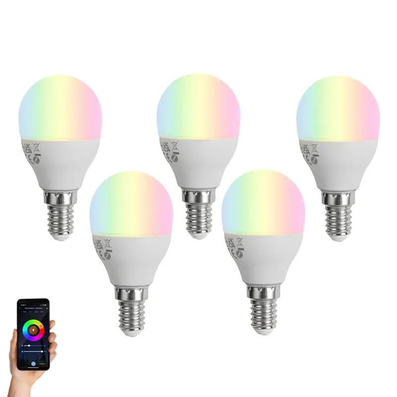 Rendeld meg most 5 darabos intelligens E14 dimmelhető LED izzókészlet G45 Opál 4,9W 470 lm 2700-6500K