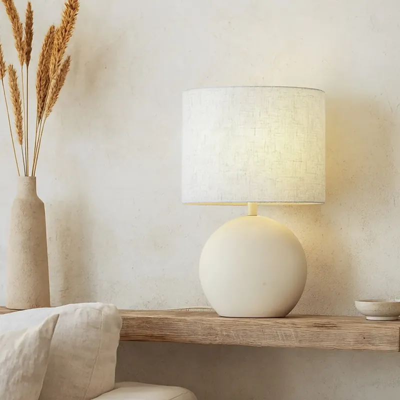 Japandi asztali lámpa bézs színben, vászonernyővel - Timo Olcsó