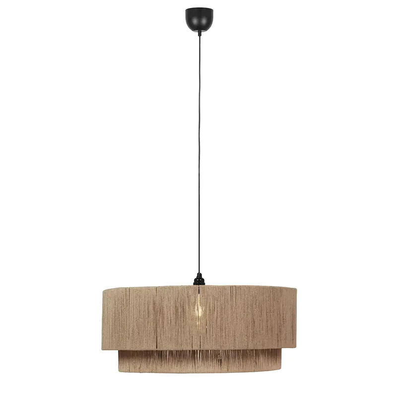 Kedvezményes ár Japandi függőlámpa fekete barna kötéllel 60cm - Smilla
