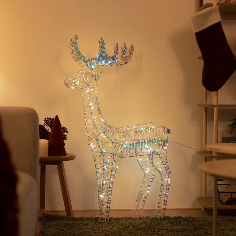 Karácsonyi állólámpa szivárványos szarvas 60 cm LED-del - Niji Csak ma