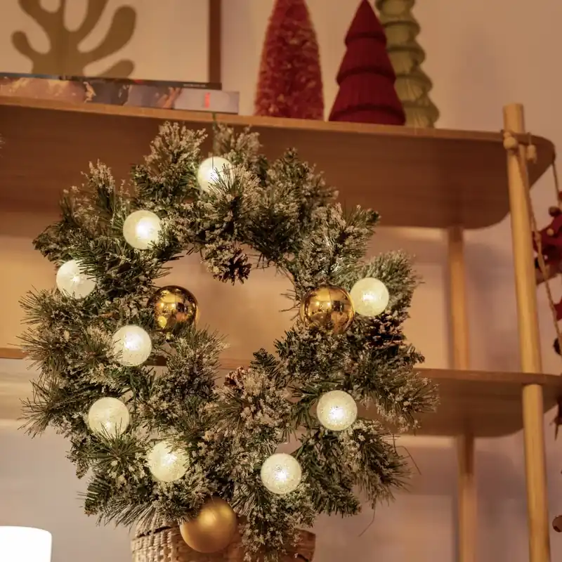Csak ma Karácsonyi koszorú fehér arannyal 45 cm LED-del és időzítővel - Jack