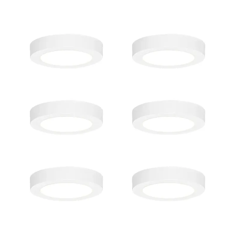 Biztonságos fizetés 6 darabos süllyesztett vagy felületre szerelhető spotlámpa szett fehér 14 cm LED-del, 3 lépéses Dim to Warm funkcióval és Dip Switch-el - Trans
