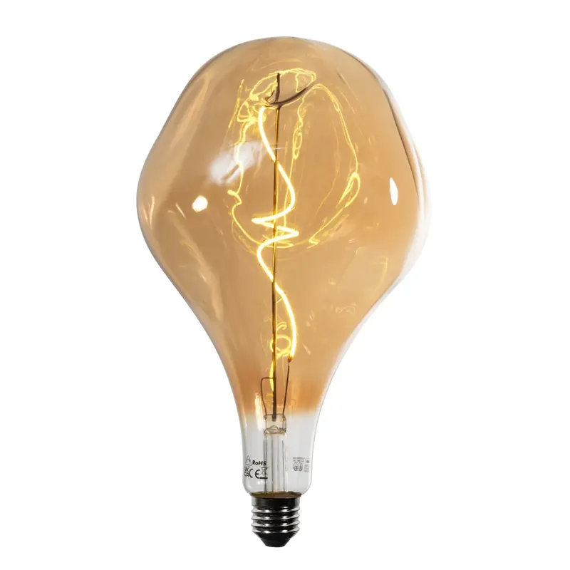 Újdonság E27 dimmelhető LED lámpa spirál izzószállal PS160 tükrözött arany 6W 100 lm 1800K